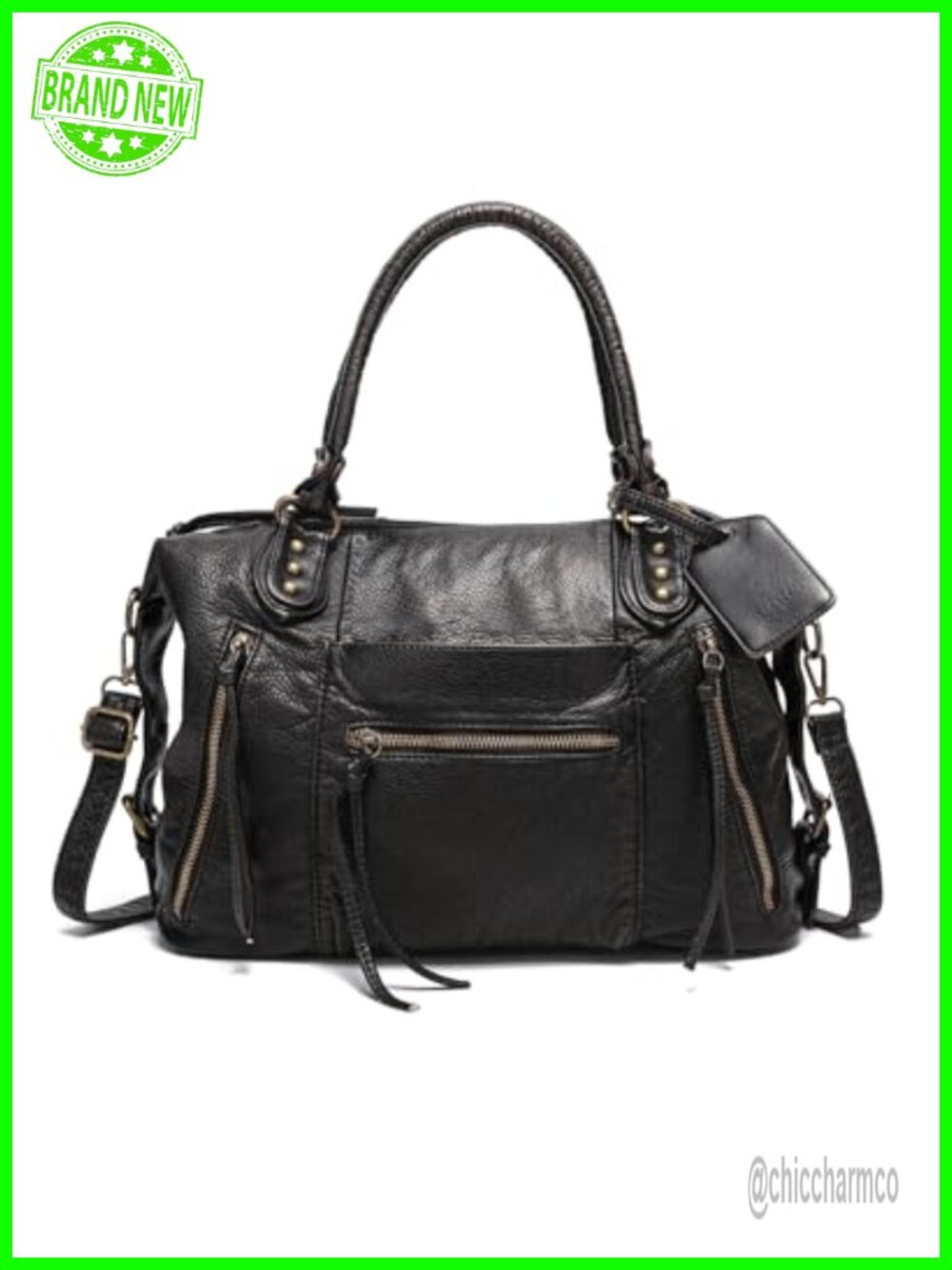 Vegan Leather City Tote Bag for Women Vintage Y2K Purse Large Hobo